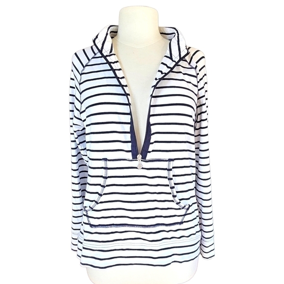 Coolibar SPF 50 Sun Protection Zip Striped  Pullover Top Size S - Picture 3 of 9